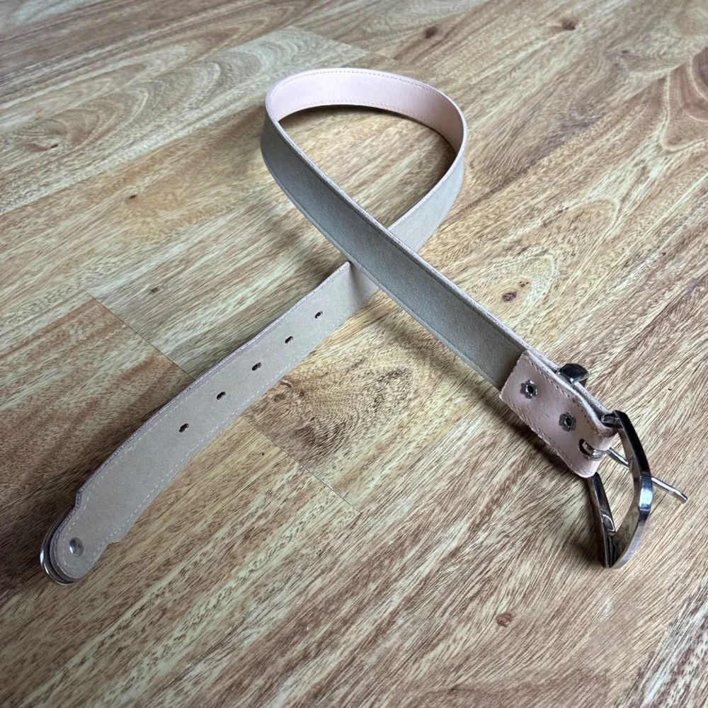 Western Leather Belt Blush Pink Silver Buckle Small Medium Boho Cowgirl Rodeo